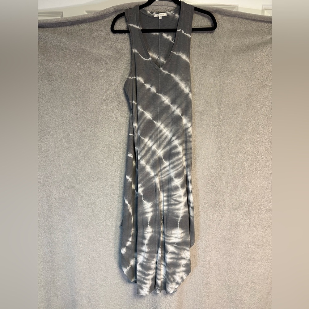 Z Supply (size M) white and gray, cotton tie-dyed maxi dress